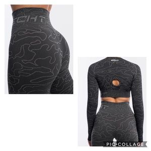 ECHT 2 piece Camo Long Sleeve Crop Top + Leggings